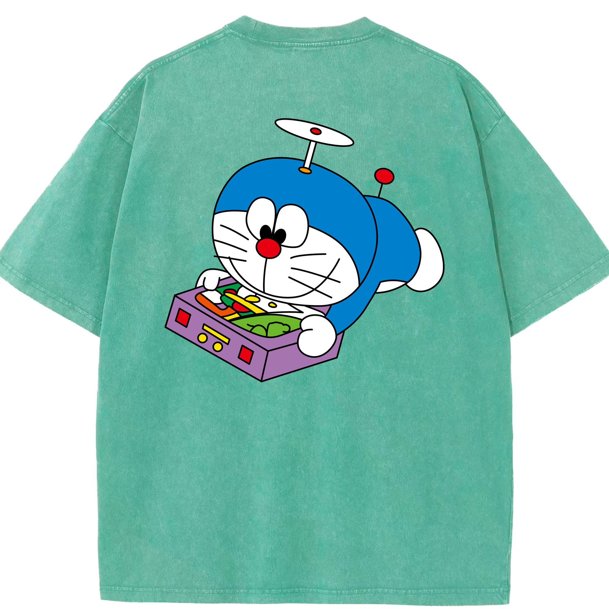 （画像用） ドラえもん Doraemon 綿100% ヴィンテージ風 半袖Tシャツ（背面プリント）